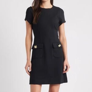 Lilly Pulitzer Fallon Dress Fit & Flare Noir Black Flower Buttons Size 00 NWT